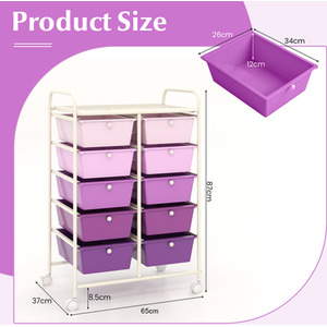 Storage Rolling Cart with 10 Drawers by Costway