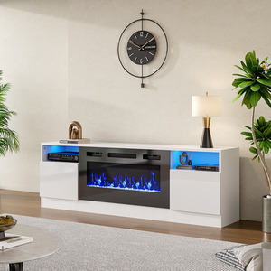 Recessed Electric Fireplace with TV Cabinet and Crystal Stone Fuel by Livingandhome