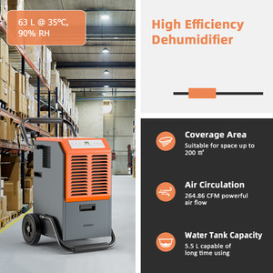 63L Commercial Industrial Dehumidifier - Grey by Costway