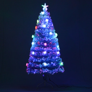 HOMCOM Artificial Fibre Optic Christmas Tree with 21 LEDs - White / 5ft by HOMCOM