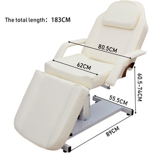 Adjustable PVC Leather Beauty Salon Bed with Rotating Base - Beige by Livingandhome