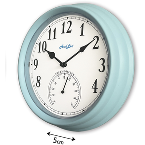 Pololio Wall Clock with Thermometer - Pastel Blue by Audlee