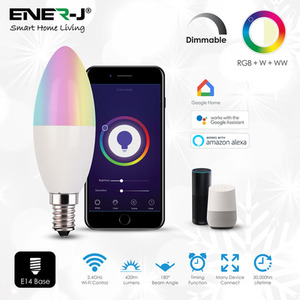 Smart WiFi Candle Bulb, E14 Base, RGBCCT Changing Dimmable via APP (3pc pack) - Neutral by EnerJ Smart