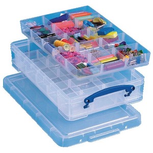Plastic Storage Box 4L includes 2 x Hobby Dividers - Transparent by Really Useful