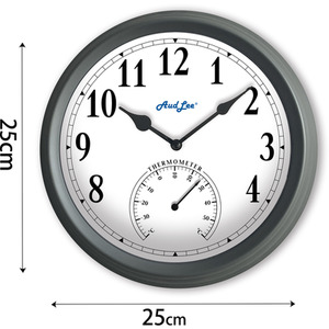Pololio Wall Clock with Thermometer - Dark Grey by Audlee