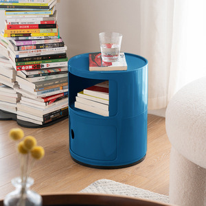 Round Beside Table Filling Cabinet Chest Unit Stockable - Blue / 2 by Livingandhome