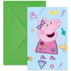 Pack of 4 Peppa Pig Invitations - Multicolour