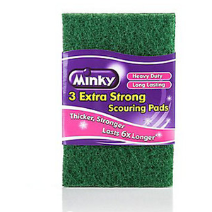 Pack of 3 Extra Strong Flat Scouring Pads - Green