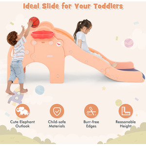 4-in-1 Kids Play Slide Toddler Slide Toy Set - Pink by Costway