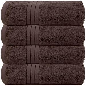 Pack of Cotton Bath Towels - Chocolate / 4 by Brentfords