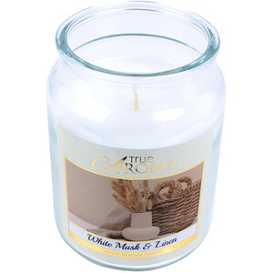 White Musk & Linen Large Mason Jar Candle - White by True Aroma