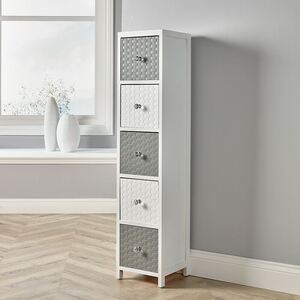 Home Source Crystal 5 Drawer Chest Storage Unit - WhiteGrey - White by Home Source