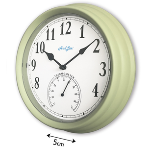 Pololio Wall Clock with Thermometer - Pastel Green by Audlee