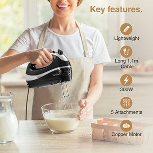 300W Electric Hand Mixer with 3 Attachments by VonShef