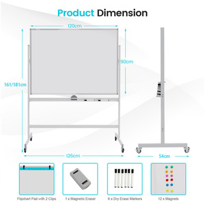 Magnetic Double Sided Whiteboard - White by Costway