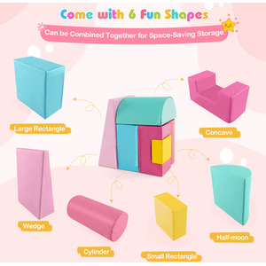 6 Pieces Climb and Crawl Activity Playset - Pink by Costway