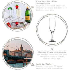 Empire Glass Champagne Flutes - 220ml - Pack of 12 - Clear by LAV