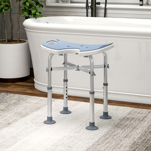 HOMCOM Adjustable Shower Stool with Grab Rail Padded Seat by HOMCOM
