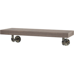 Wall Shelf With Pipe Design Brackets - Dark Oak & Brass / 23.5cm / 60cm by Core Products Ltd