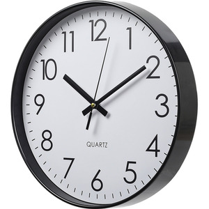 12-Inch Non-Ticking Battery-Operated Wall Clock - Black by Livingandhome