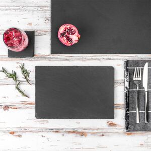 Argon Tableware 13 Piece Rectangle Slate Placemats Coasters Set - Grey by Argon Tableware