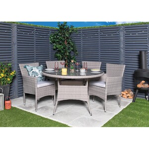 Madrid 5 Piece Rattan Dining Set - Grey by Malay
