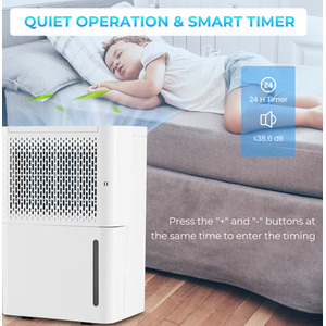 12L Per Day Dehumidifier with Drain Hose - White by Costway