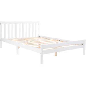 Solid Wooden Bed Frame for Adults Kids - White / 94cm by Abrihome