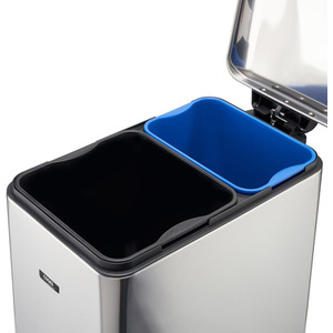 50L Dual Compartment Recycle Pedal Bin - Silver by Cooks Professional