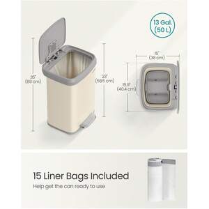 SONGMICS 50L Metal Pedal Kitchen Bin with Lid - Neutral by SONGMICS