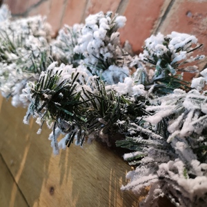 9ft Luxury Green Christmas Snow-flocked Garland - Green by Samuel Alexander