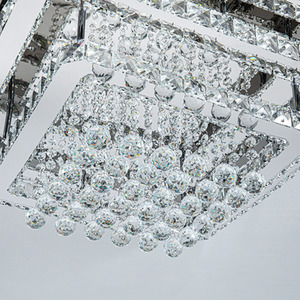 Double Layer Crystal Pendant Light - Silver / 60cm by Livingandhome