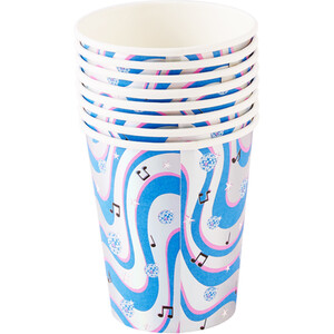 Pack of 8 Disco Party Paper Cups - Blue