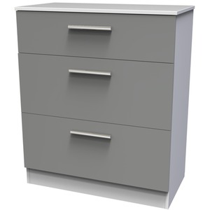 Contrast Ready Assembled 3 Piece Bedroom Set - Dust Grey / White / Matt Finsih