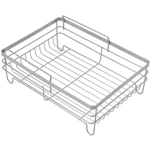 2 Tier Metal Dish Drainer with Draining Board - Silver by Livingandhome