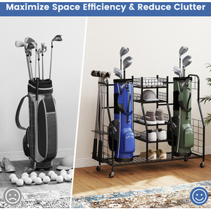 Golf Bag Storage Organizer Golf Bag Stand - Black by Costway