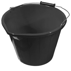 Plastic Builders Bucket With Handle Large 3 Gallon Mixing Car Cleaning - Black / 450g by Shop4allsorts