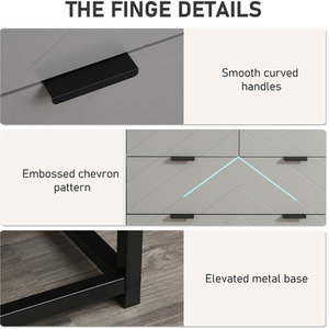 HOMCOM Chest of Drawers with Metal Handles - Grey by HOMCOM