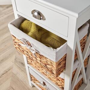 Home Source Dartmouth 3 Wicker Basket Drawer Chest Storage Unit - White by Home Source