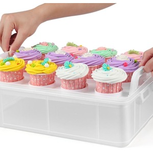 3 Tier Stackable Cupcake Carrier Box - Clear by Gr8 Home
