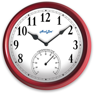 Pololio Wall Clock with Thermometer - Red by Audlee