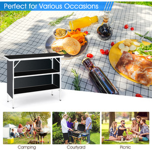 Folding Camping Table Portable Picnic Table - Black by Costway