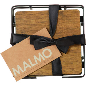 Set of 4 Malmo Wood Coasters - Brown