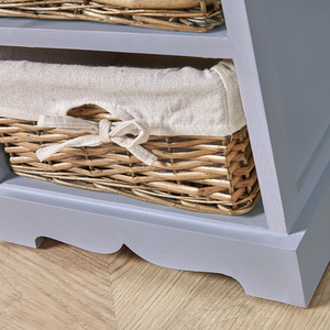 Home Source Lichfield 3 Willow Basket Drawer Chest Storage Unit - Grey by Home Source