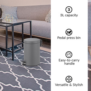 Essentials 3L Pedal Bin - Grey