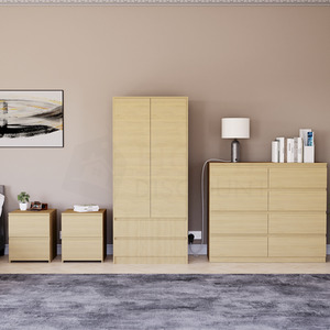 Denver Bedroom Set (2 Drawer Bedside(x2), 8 Drawer Chest, 2 Door Wardrobe) by Vida Designs