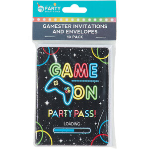 Pack of 10 Gamester Invitations and Envelopes by My Party