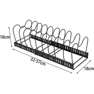 Expandable Cookware Rack Adjustable Pan Organizer - Black by Livingandhome