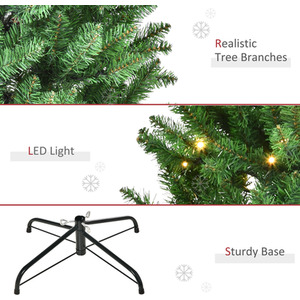 HOMCOM Prelit Artificial Christmas Tree with Warm White Lights - Green / 4ft by HOMCOM