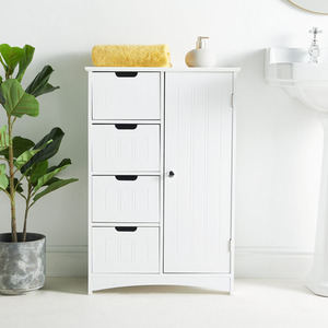 Holbrook Free Standing Bathroom Storage Cabinet with Shelving - white by VonHaus